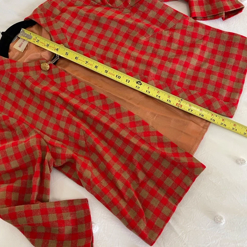 Vintage Red and Camel Plaid Bolero Jacket - Picture 5 of 7